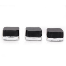 customizable design 5g square clear glass cosmetic eye cream jar with black lid